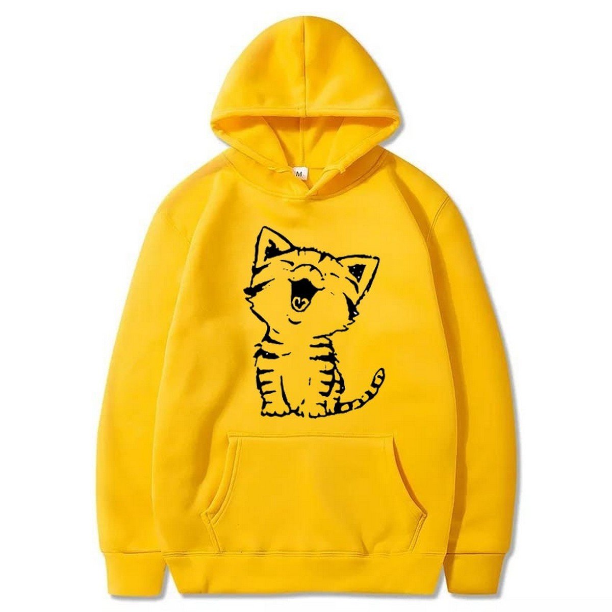 Fluffy Cat Printed Fleece Full Sleeves Pull Over Hoodie For Women - HB INDUSTRIES - Hoodies & Sweatshirts - 