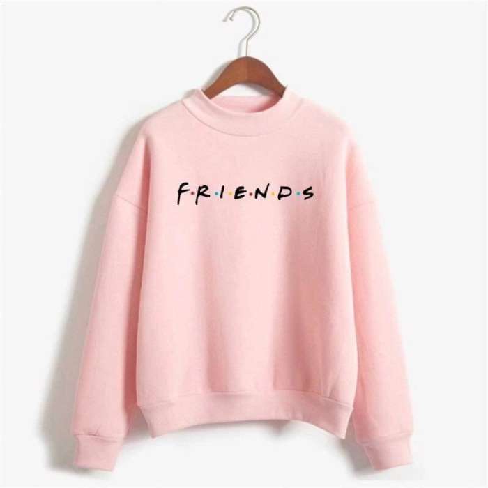 Friends Baby Pink Fleece Printed Pull Over Sweatshirt For womens - HB INDUSTRIES - Hoodies & Sweatshirts - 