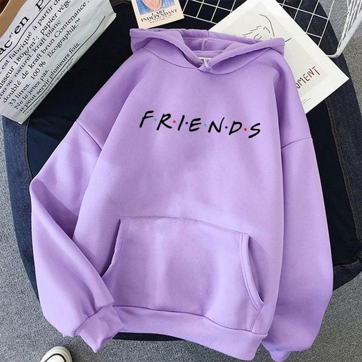 Friends Purple Fleece Full Sleeves Pull Over Hoodie For Women - HB INDUSTRIES - Hoodies & Sweatshirts - 