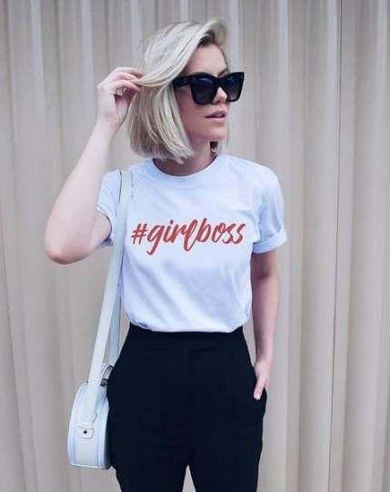 Girl Boss Letter Printed T - Shirt For Bossy Women - HB INDUSTRIES - Tops & T - Shirts - 