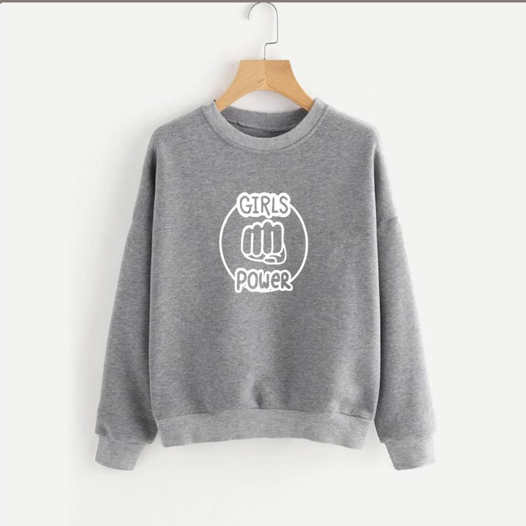 Girl Power Fleece Full Sleeves Pull Over Sweatshirt For Women - HB INDUSTRIES - Hoodies & Sweatshirts - 