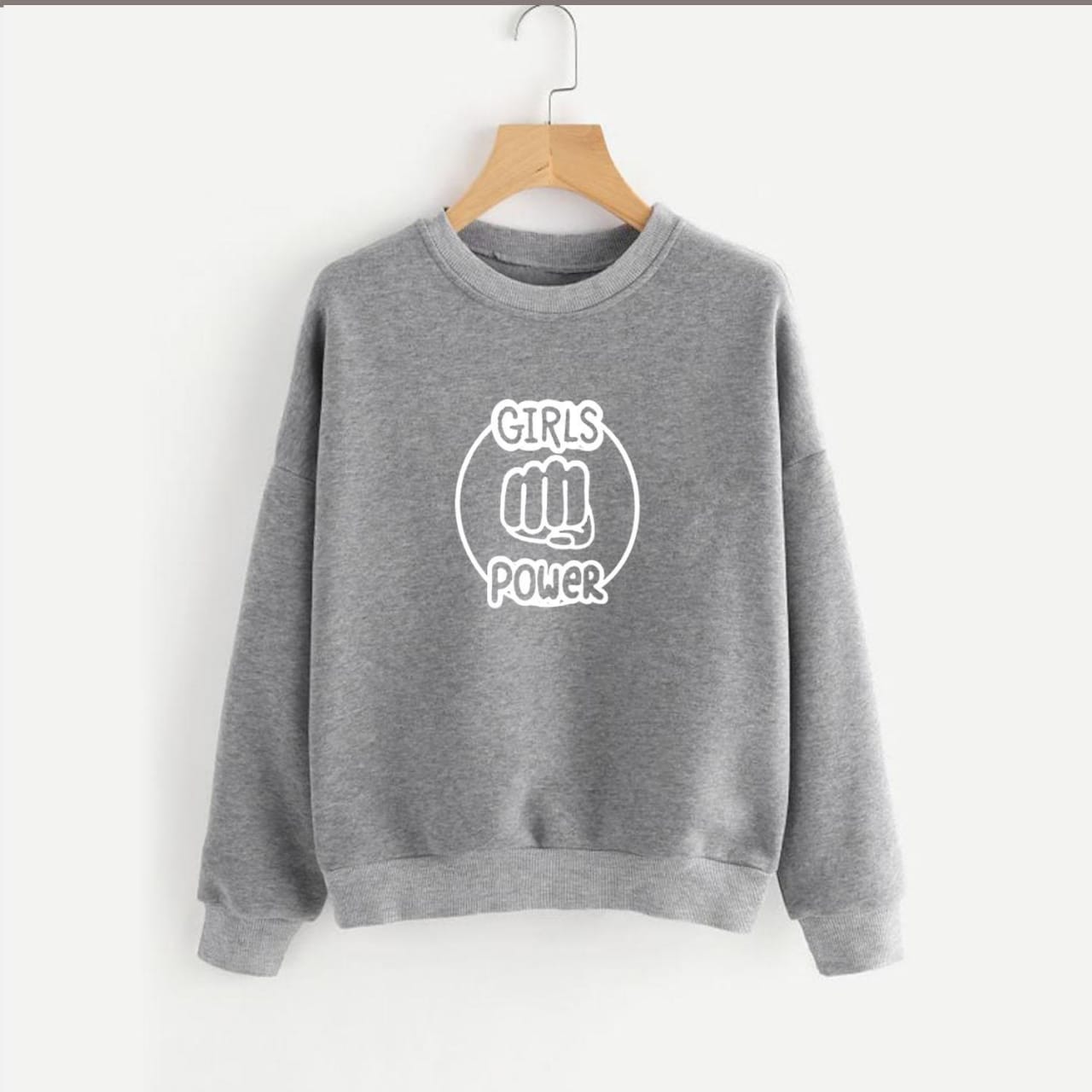 Girl Power Fleece Full Sleeves Pull Over Sweatshirt For Women - HB INDUSTRIES - Hoodies & Sweatshirts - 