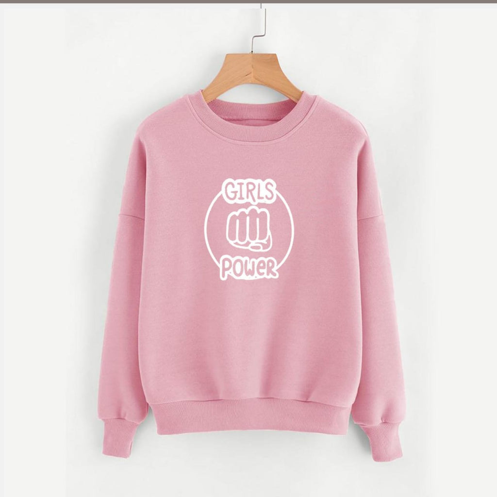 Girl Power Fleece Full Sleeves Pull Over Sweatshirt For Women - HB INDUSTRIES - Hoodies & Sweatshirts - 