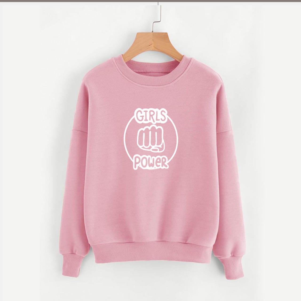 Girl Power Fleece Full Sleeves Pull Over Sweatshirt For Women - HB INDUSTRIES - Hoodies & Sweatshirts - 