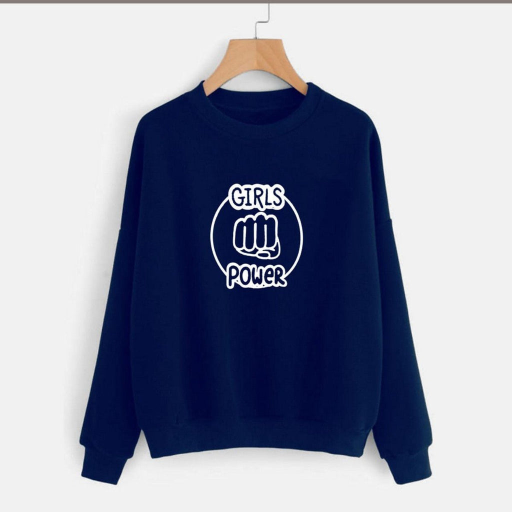 Girl Power Fleece Full Sleeves Pull Over Sweatshirt For Women - HB INDUSTRIES - Hoodies & Sweatshirts - 