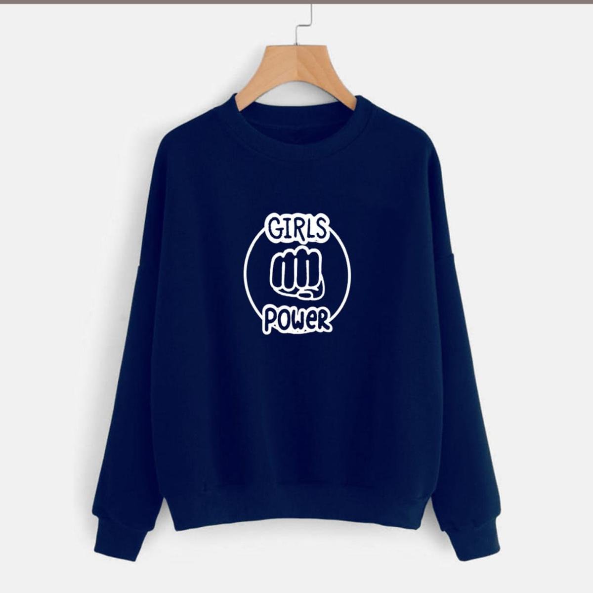 Girl Power Fleece Full Sleeves Pull Over Sweatshirt For Women - HB INDUSTRIES - Hoodies & Sweatshirts - 