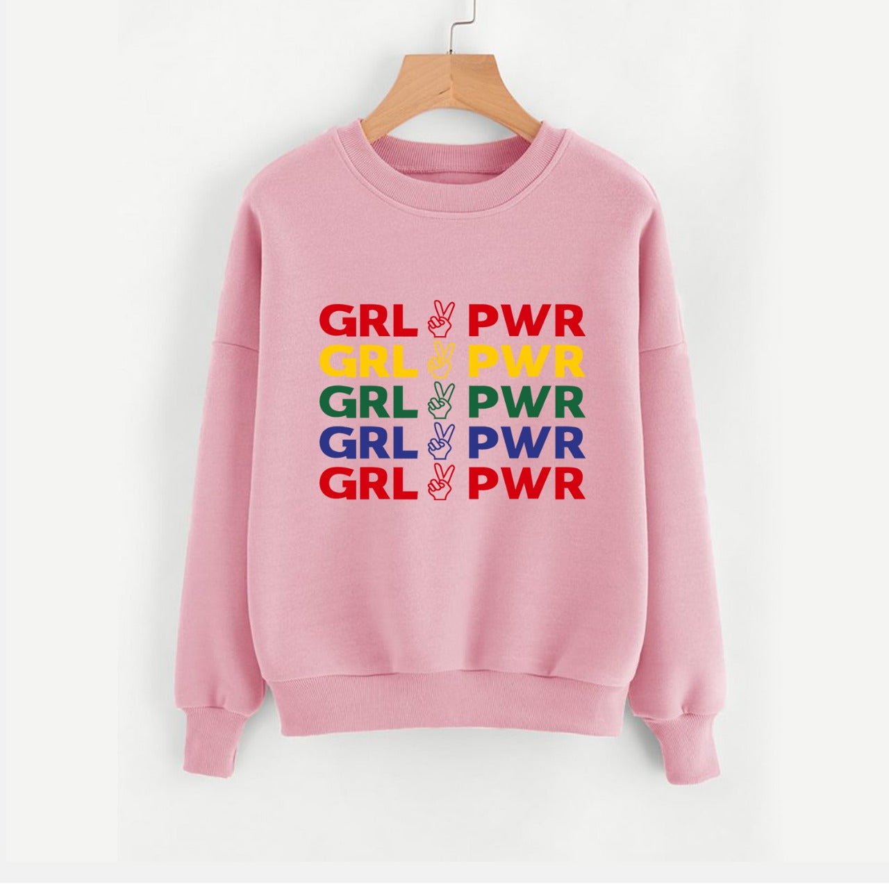 Girl Power Printed Fleece Full Sleeves Pull Over Sweatshirt For Women - HB INDUSTRIES - Hoodies & Sweatshirts - 
