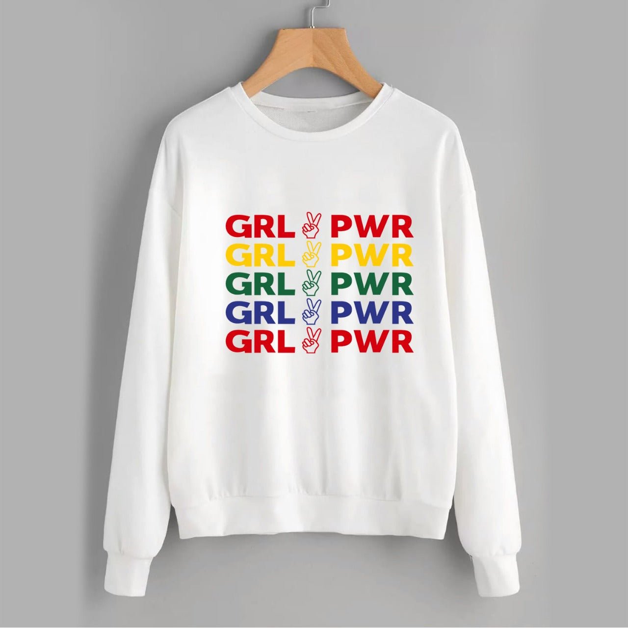 Girl Power Printed Fleece Full Sleeves Pull Over Sweatshirt For Women - HB INDUSTRIES - Hoodies & Sweatshirts - 