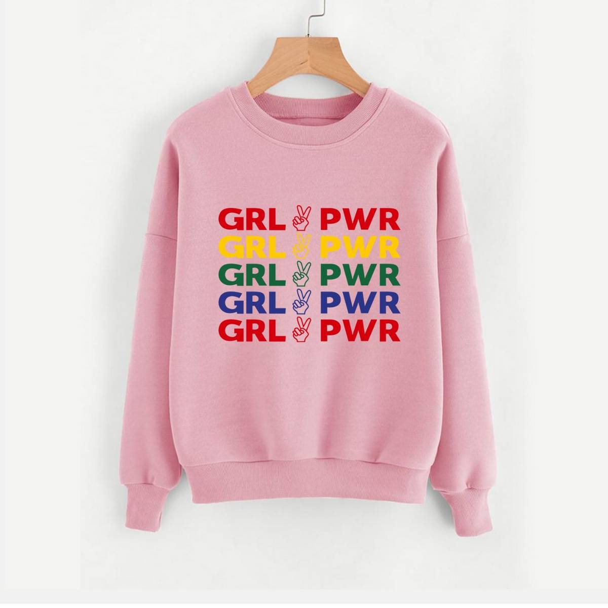 Girl Power Printed Fleece Full Sleeves Pull Over Sweatshirt For Women - HB INDUSTRIES - Hoodies & Sweatshirts - 
