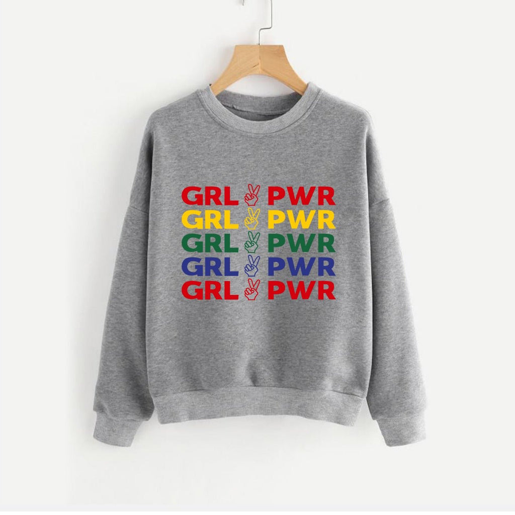 Girl Power Printed Fleece Full Sleeves Pull Over Sweatshirt For Women - HB INDUSTRIES - Hoodies & Sweatshirts - 