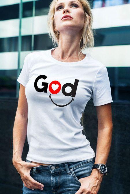 GOD Letter Printed T - Shirt For Elegant Women - HB INDUSTRIES - Tops & T - Shirts - 