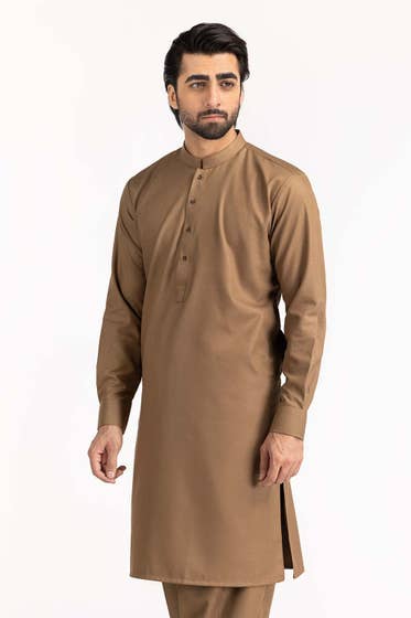 Gold Brown Basic Shalwar Kameez - HB INDUSTRIES - Shalwar Kameez - 