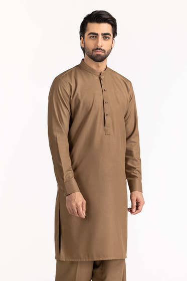 Gold Brown Basic Shalwar Kameez - HB INDUSTRIES - Shalwar Kameez - 