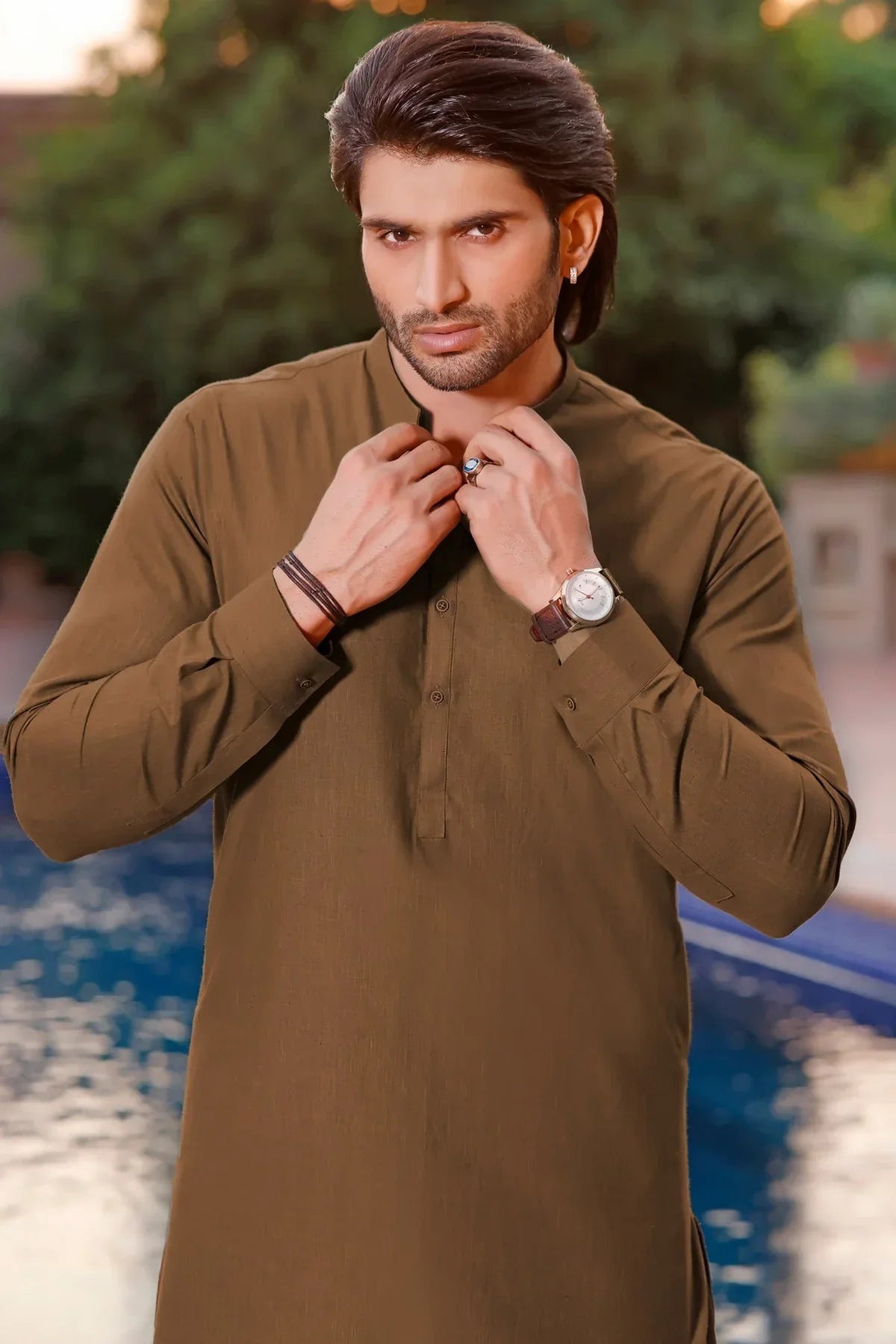 Golden Brown Shalwar Kameez for Men - HB INDUSTRIES - Shalwar Kameez - 