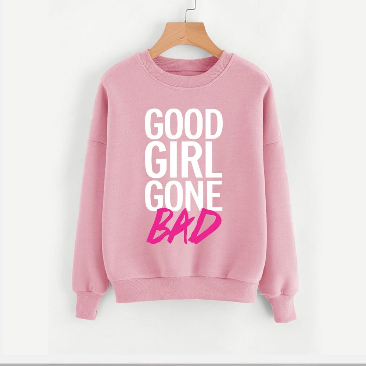 Good Girl Gone Bad Printed Fleece Full Sleeves Pull Over Sweatshirt For Women - HB INDUSTRIES - Hoodies & Sweatshirts - 