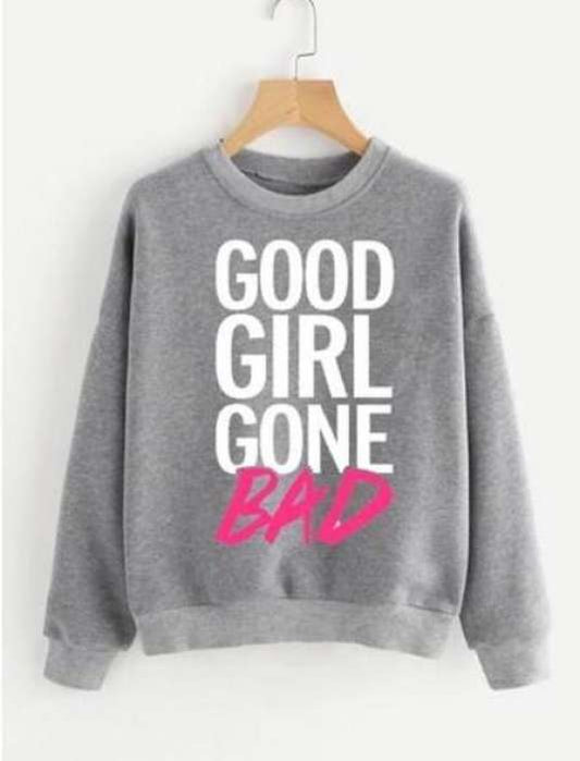 Good Gone Bad Printed Sweatshirt Grey - HB INDUSTRIES - Hoodies & Sweatshirts - 