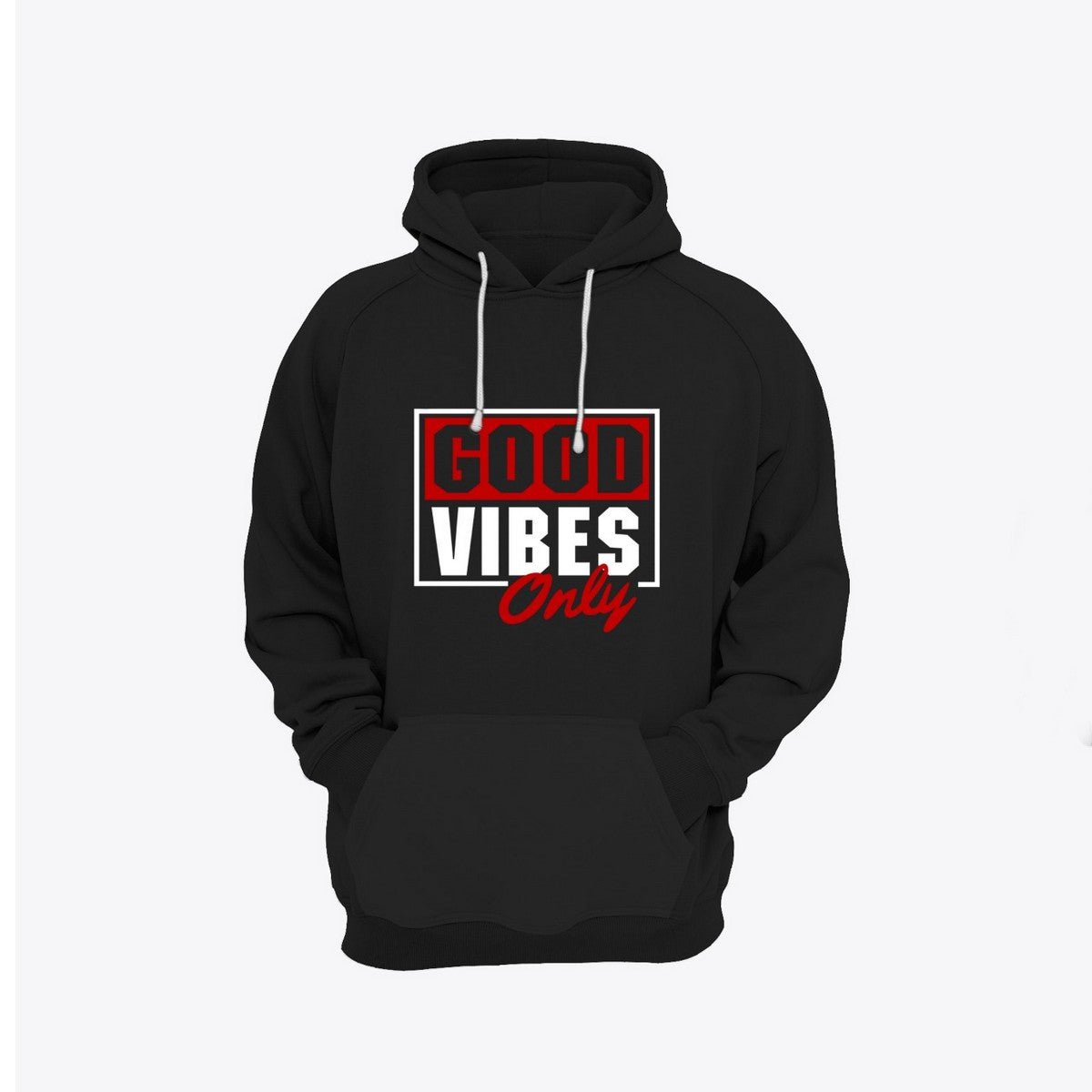 Good Vibes Printed Fleece Full Sleeves Pull Over Hoodie - HB INDUSTRIES - Hoodies & Sweatshirts - 
