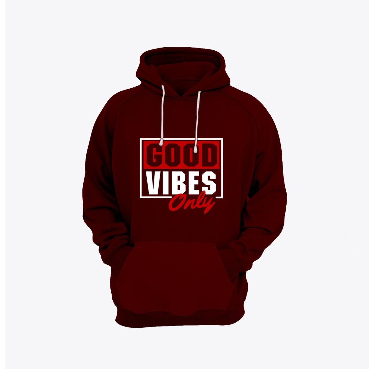 Good Vibes Printed Fleece Full Sleeves Pull Over Hoodie - HB INDUSTRIES - Hoodies & Sweatshirts - 