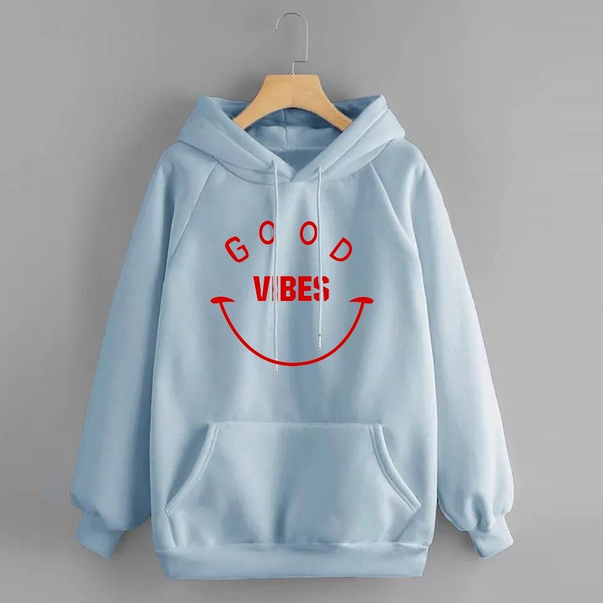 Good Vibes Printed Fleece Full Sleeves Pull Over Hoodie For Men And Women - HB INDUSTRIES - Hoodie & Sweatshirt - 