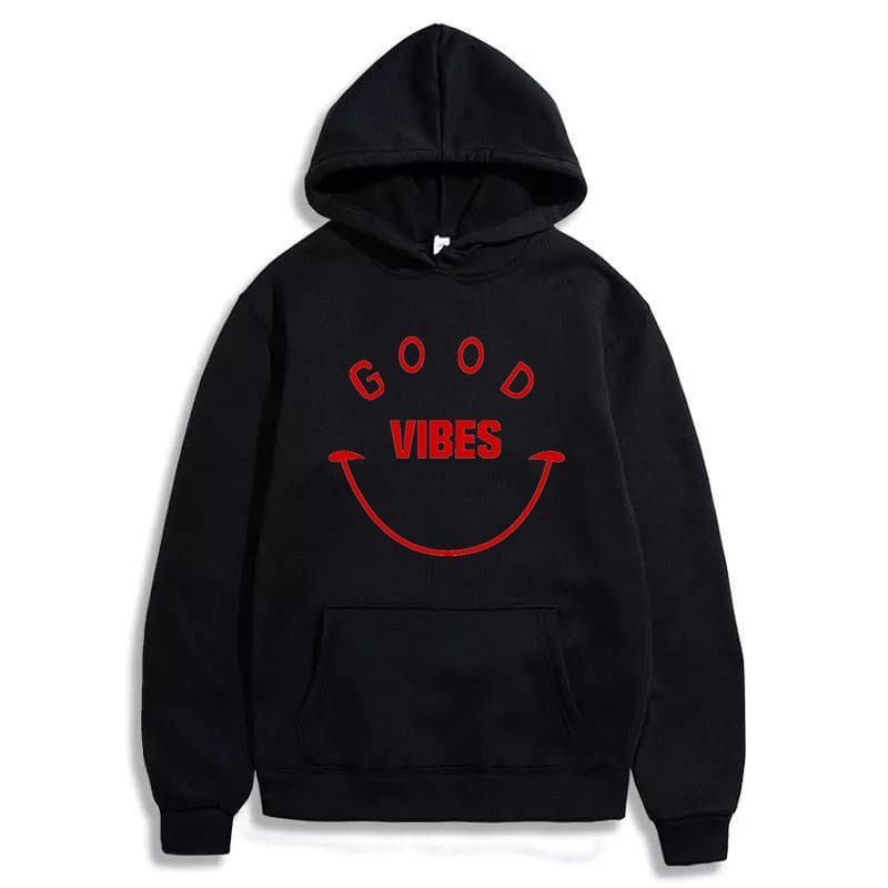 Good Vibes Printed Fleece Full Sleeves Pull Over Hoodie For Men And Women - HB INDUSTRIES - Hoodie & Sweatshirt - 