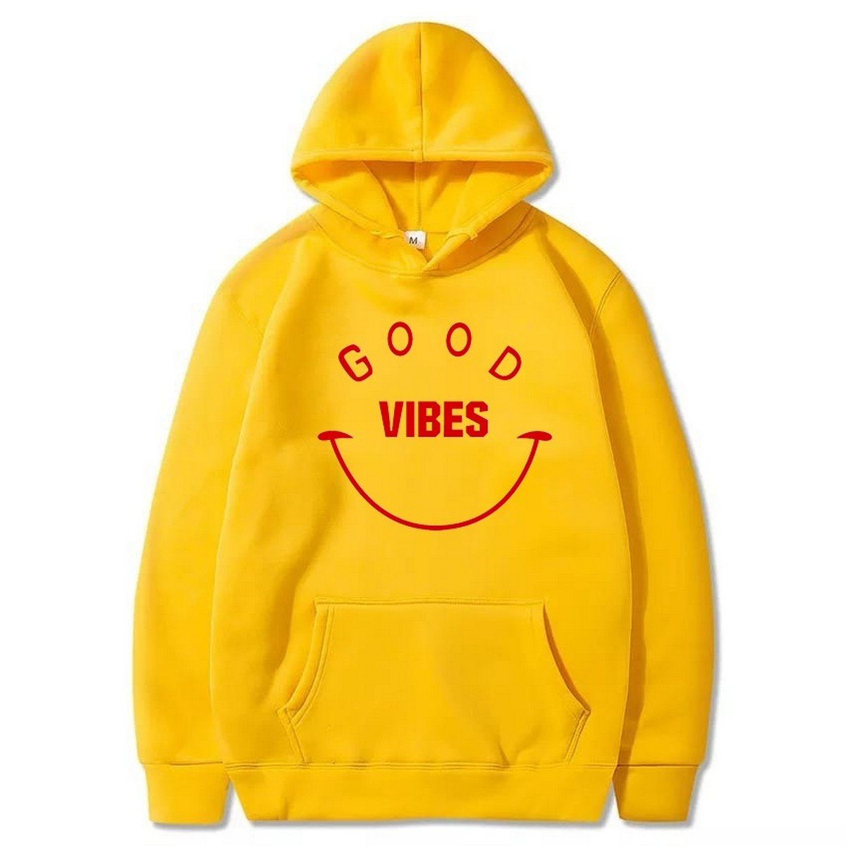 Good Vibes Printed Fleece Full Sleeves Pull Over Hoodie For Men And Women - HB INDUSTRIES - Hoodie & Sweatshirt - 