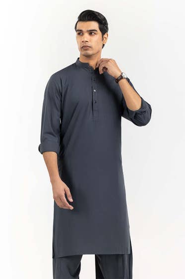 Grey Basic Shalwar Kameez - HB INDUSTRIES - Shalwar Kameez - 