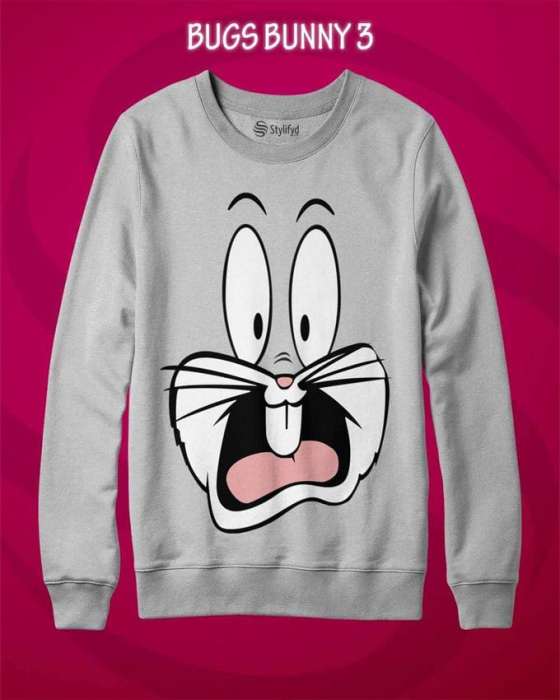 Grey Bugs BUnny Print Sweat Shirt for womens - HB INDUSTRIES - Hoodies & Sweatshirts - 