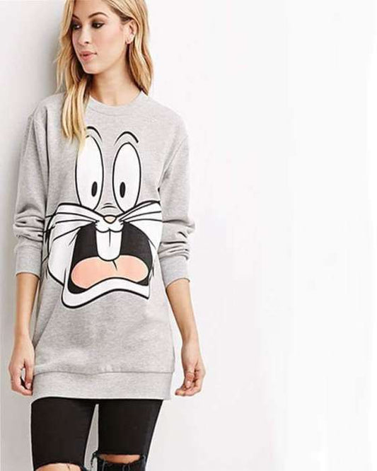 Grey Bunny Print Sweat Shirt for womens - HB INDUSTRIES - Hoodies & Sweatshirts - 