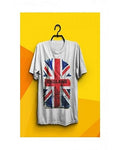 Grey England Flag Cotton Printed T-Shirt For Women