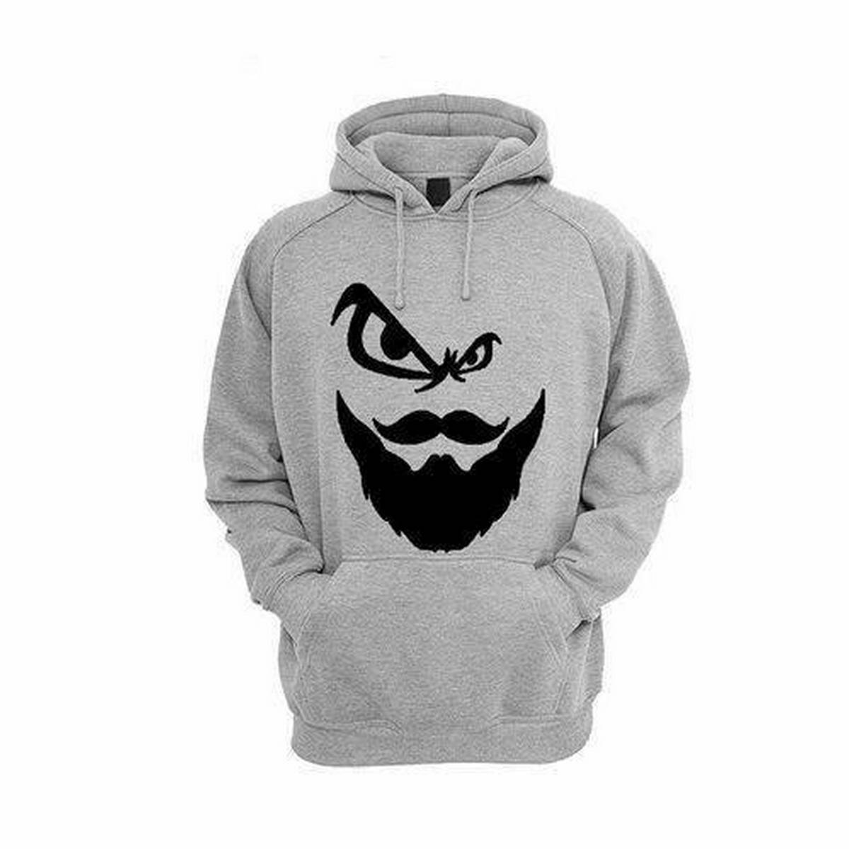 Grey Fleece Angry Beard Printed Hoodie for Men - Grey - HB INDUSTRIES - Hoodie & Sweatshirt - 