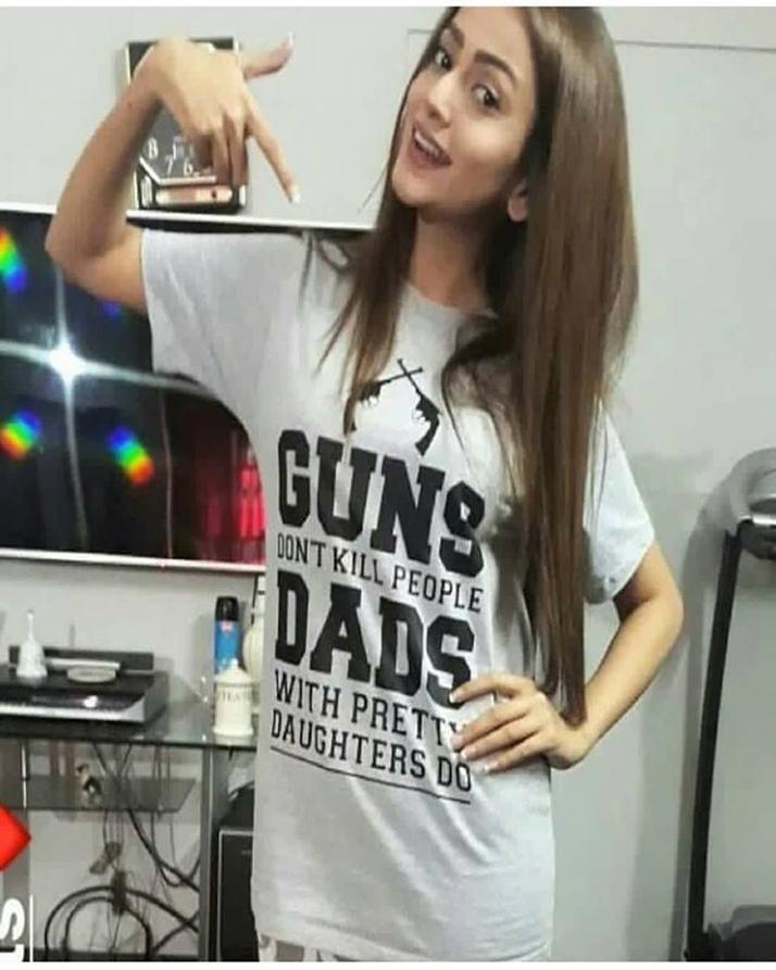 Grey Guns and Dads Pretty Daughters Do Printed T - Shirt For Her - HB INDUSTRIES - Tops & T - Shirts - 