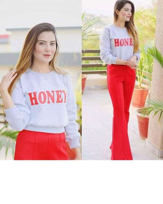 GREY HONEY CROPPED SWEATSHIRT FOR WOMEN - HB INDUSTRIES - Hoodies & Sweatshirts - 