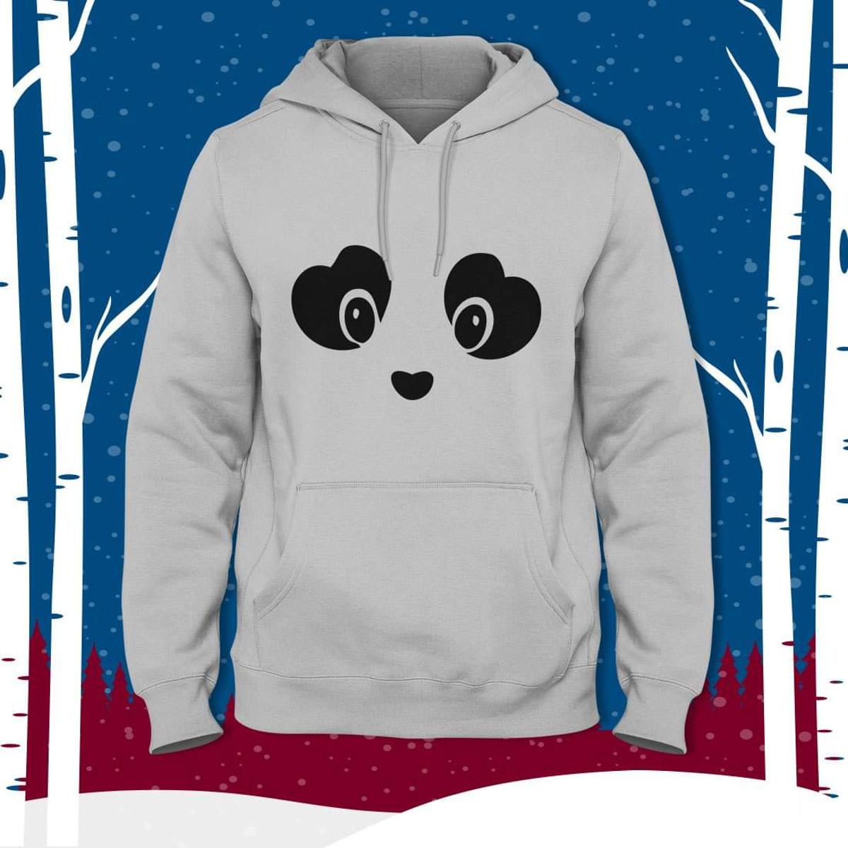 Grey Panda Printed Fleece Full Sleeves Pull Over Hoodie For Women - HB INDUSTRIES - Hoodies & Sweatshirts - 