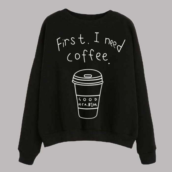 Har Maal First I Need Coffee Sweatshirt - HB INDUSTRIES - Hoodies & Sweatshirts - 