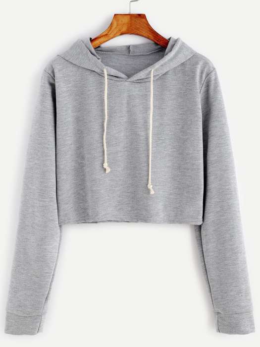 Har Maal Plain Grey Crop Hoodie for Women - HB INDUSTRIES - Hoodies & Sweatshirts - 