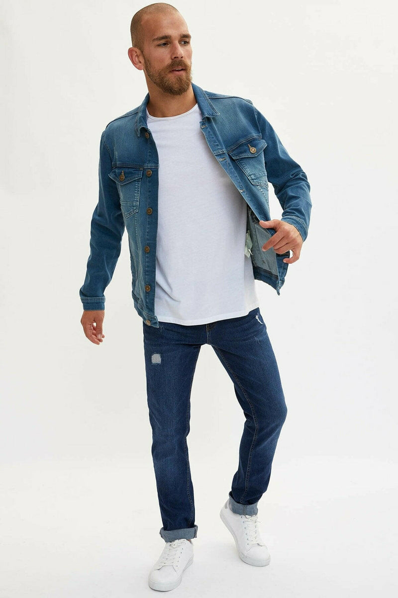 HB Mens Denim Jacket Stretchable Fine Lycra - HB INDUSTRIES - Denim Jacket - 