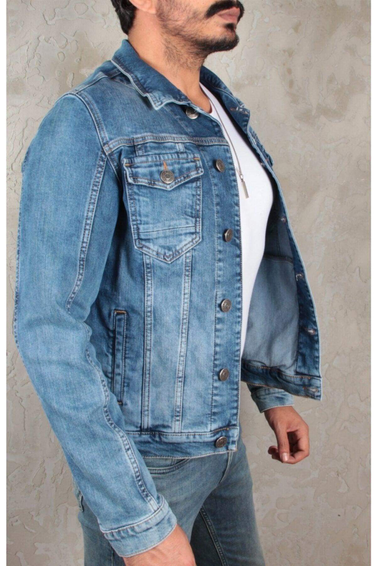 HB Mens Denim Jacket Stretchable Fine Lycra - HB INDUSTRIES - Denim Jacket - 