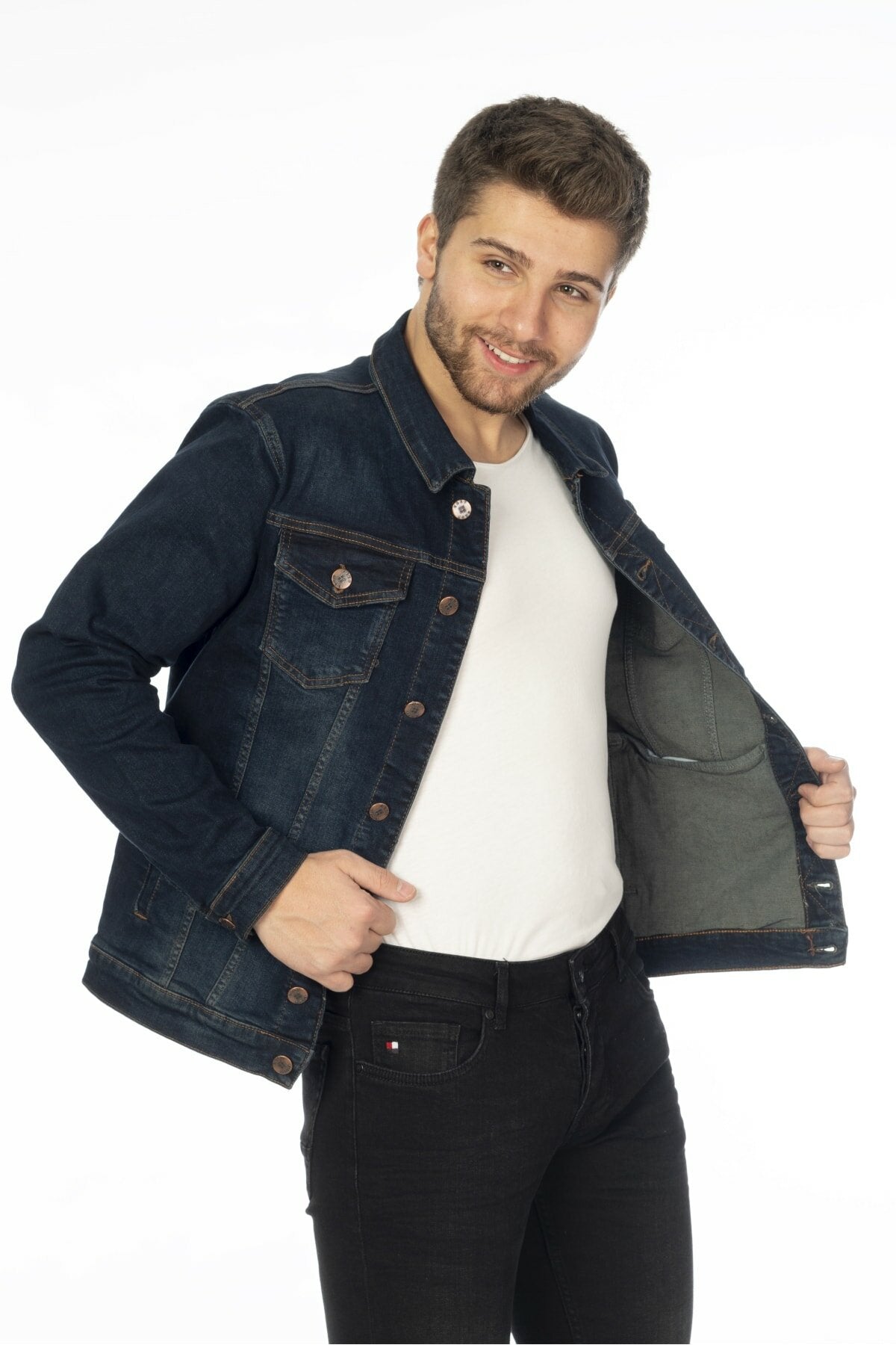 HB Mens Denim Jacket Stretchable Fine Lycra - HB INDUSTRIES - Denim Jacket - 