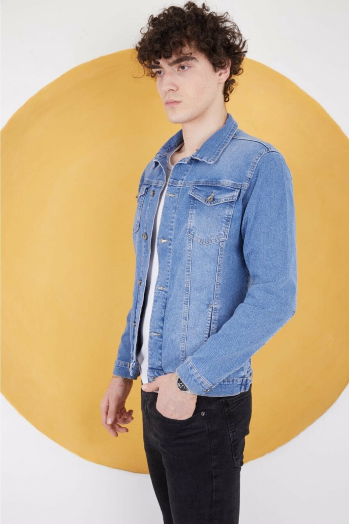 HB Mens Denim Jacket Stretchable Fine Lycra - HB INDUSTRIES - Denim Jacket - 