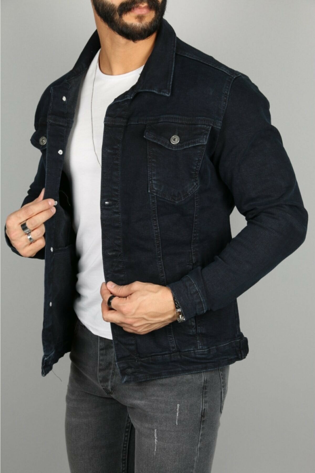 HB Mens Denim Jacket Stretchable Fine Lycra - HB INDUSTRIES - Denim Jacket - 