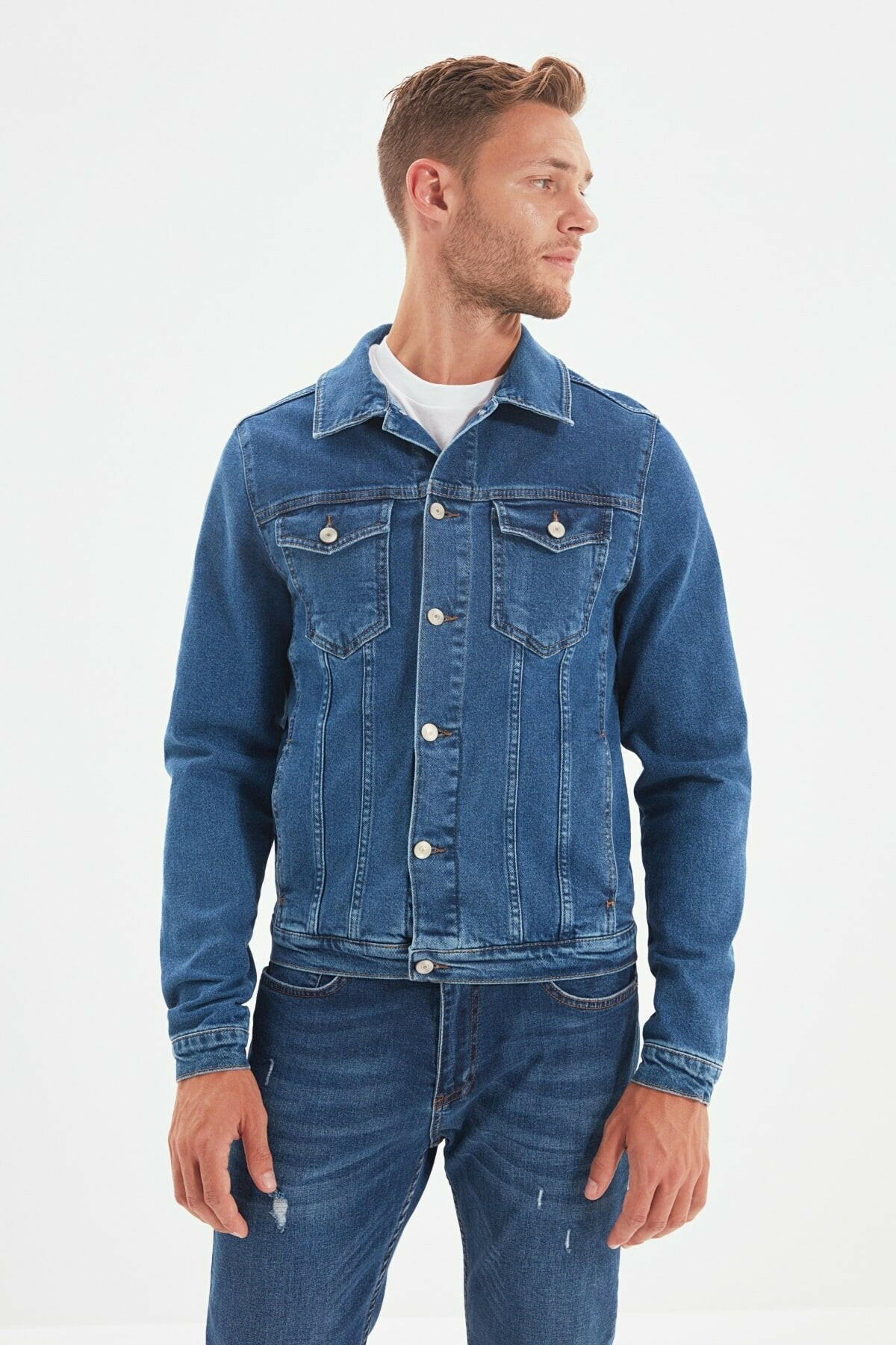 HB Mens Denim Jacket Stretchable Fine Lycra - HB INDUSTRIES - Denim Jacket - 
