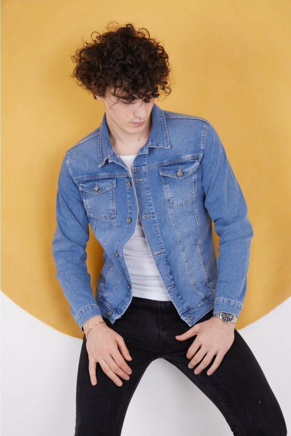 HB Mens Denim Jacket Stretchable Fine Lycra - HB INDUSTRIES - Denim Jacket - 
