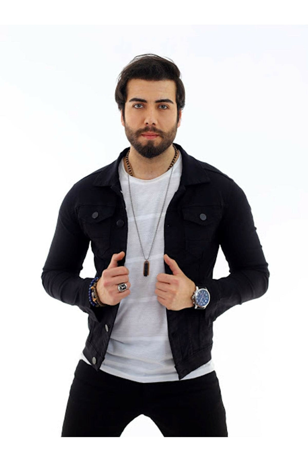 HB Mens Denim Jacket Stretchable Fine Lycra - HB INDUSTRIES - Denim Jacket - 