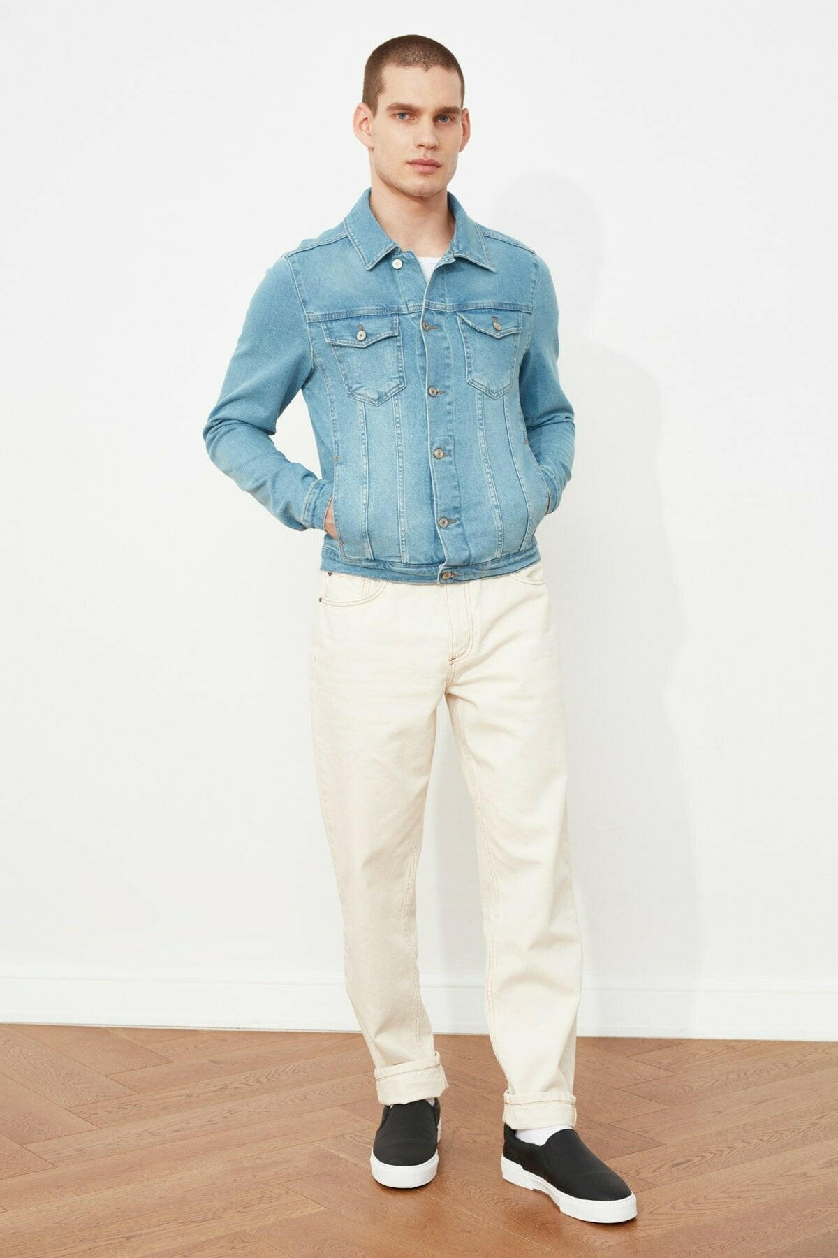 HB Mens Denim Jacket Stretchable Fine Lycra - HB INDUSTRIES - Denim Jacket - 