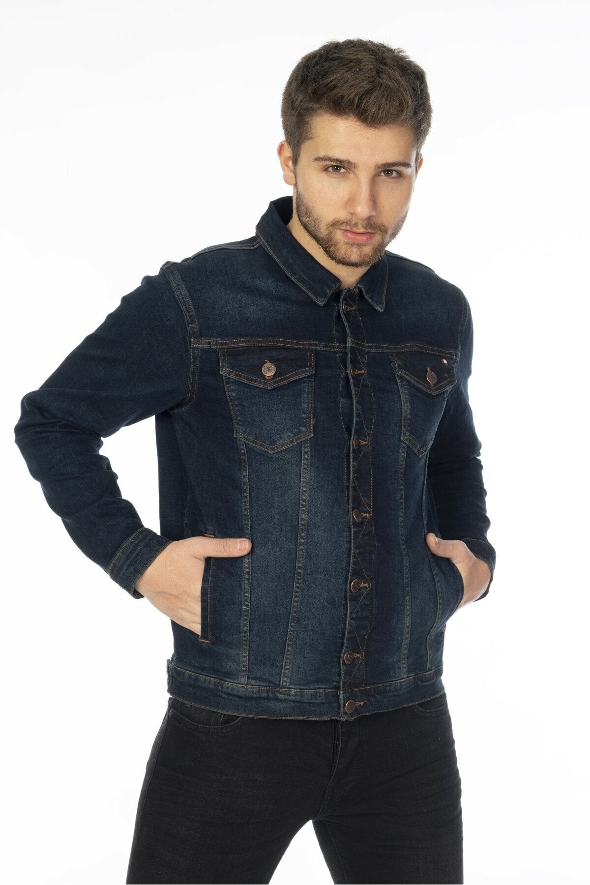 HB Mens Denim Jacket Stretchable Fine Lycra - HB INDUSTRIES - Denim Jacket - 