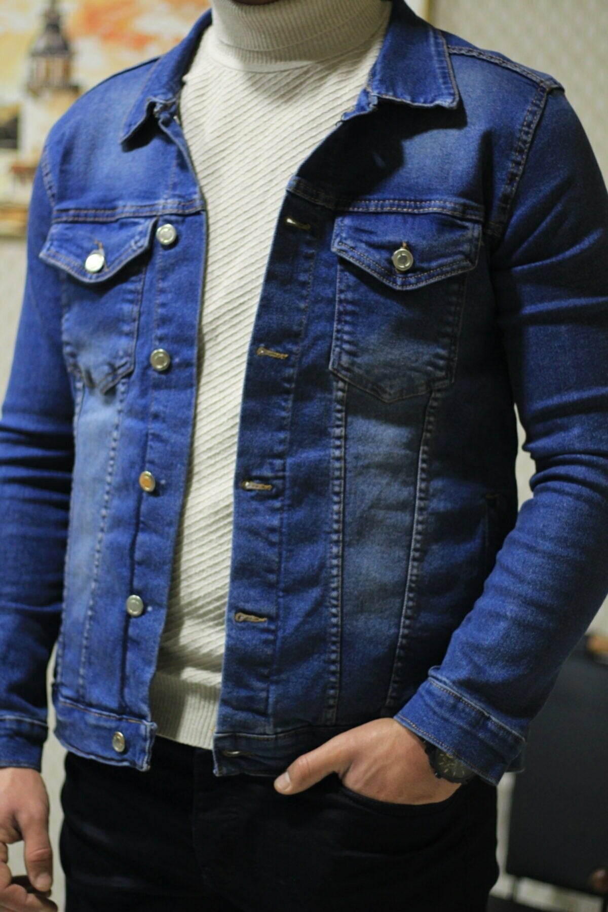 HB Mens Denim Jacket Stretchable Fine Lycra - HB INDUSTRIES - Denim Jacket - 