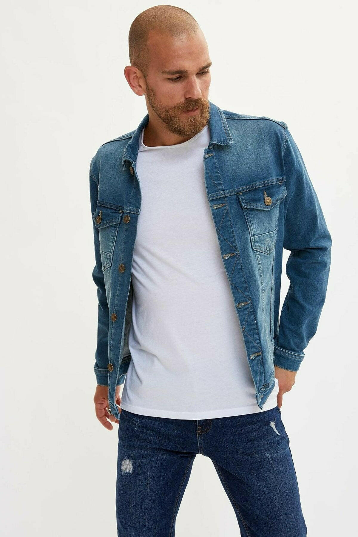 HB Mens Denim Jacket Stretchable Fine Lycra - HB INDUSTRIES - Denim Jacket - 