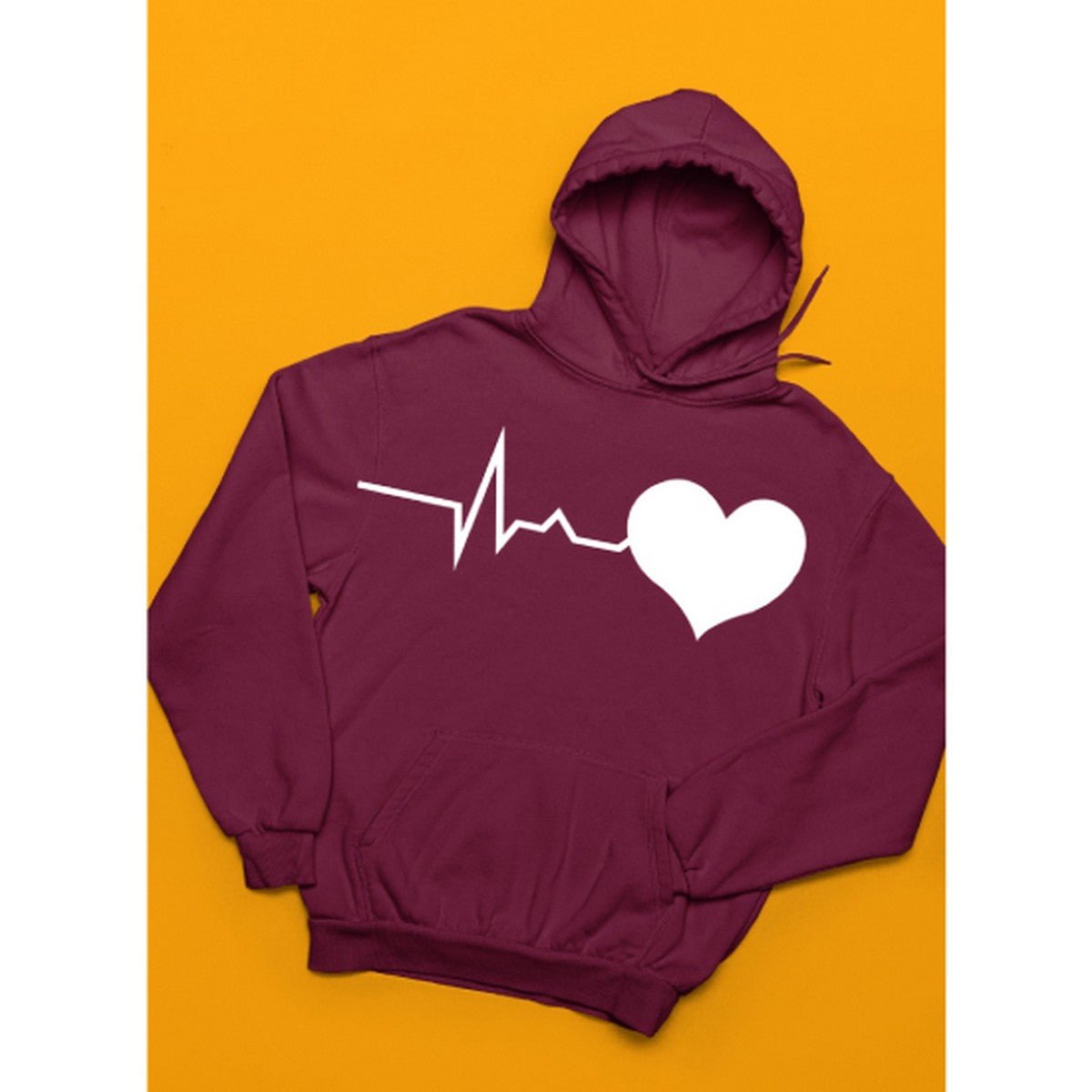 Heart Beat Printed Fleece Full Sleeves Pull Over Hoodie For Men And Women - HB INDUSTRIES - Hoodies & Sweatshirts - 