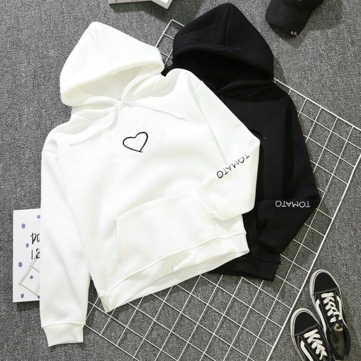 Heart Printed Fleece Full Sleeves Pull Over Hoodie For Women - HB INDUSTRIES - Hoodies & Sweatshirts - 