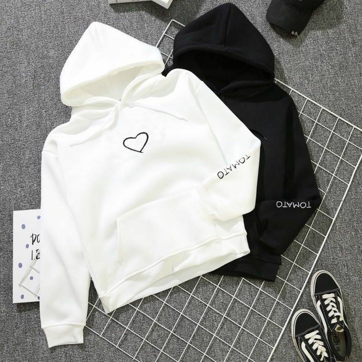 Heart Printed Fleece Full Sleeves Pull Over Hoodie For Women - HB INDUSTRIES - Hoodies & Sweatshirts - 